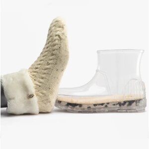 new UGG Clear Rain Boots removable lining sock Branded Platform Drizlita 6S3